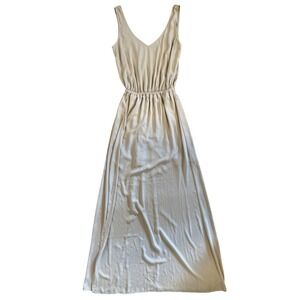 Show Me Your Mumu Kendall Beige Elastic Waist V Neck Maxi Dress Medium‎ Wedding